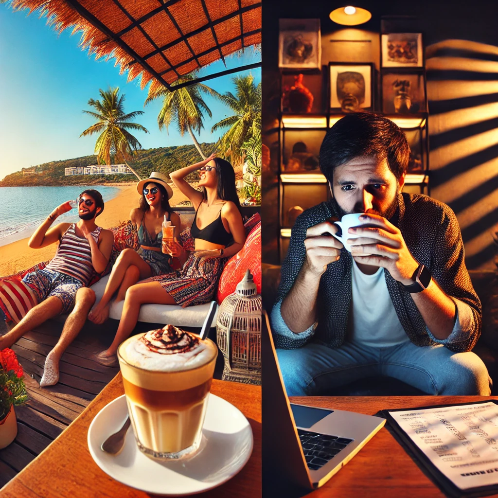 Young Indian experiencing financial FOMO - enjoying lifestyle vs managing bank balance